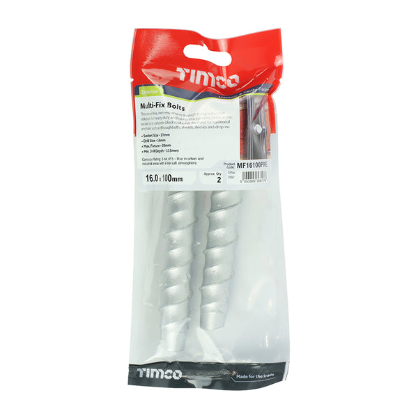 TIMCO Multi-Fix Bolts Hex Head Exterior Silver - 16.0 x 100