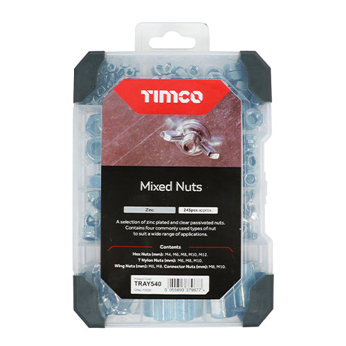 TIMCO Nuts Zinc Mixed Tray - 243pcs
