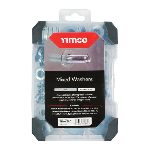 TIMCO Washers Zinc Mixed Tray - 291pcs