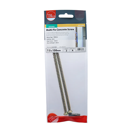 TIMCO Concrete Screws Flat Countersunk Gold - 7.5 x 150