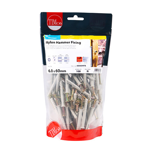 TIMCO Nylon Hammer Fixings - 6.0 x 60