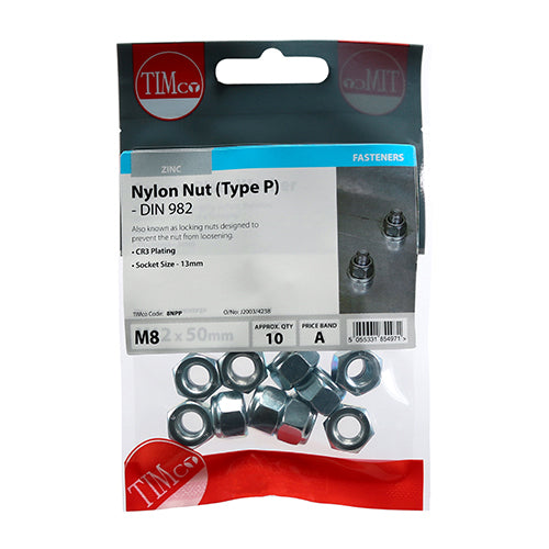 TIMCO Nylon Insert Nuts Type P DIN982 Silver - M8
