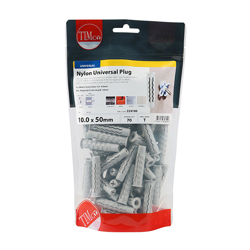 TIMCO Nylon Universal Plugs - 10.0 x 50