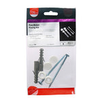 TIMCO pan and bidet fixing kit with nylon bushes and flat caps for secure, concealed floor fixing in solid materials.