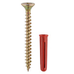 TIMCO Red Plastic Plugs with Screws - 30mm Red Plug, 4.0x40 Screw