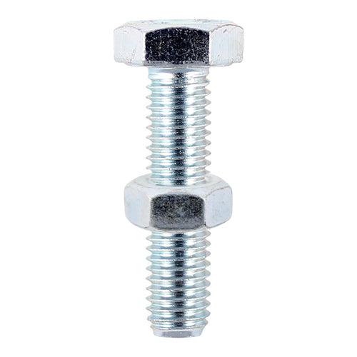 TIMCO Set Screws DIN933 Grade 8.8 & Hex Nut DIN934 Silver - M12 x 50