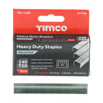 TIMCO Heavy Duty Chisel Point Galvanised Staples 8mm for carpet fitting, insulation, and woodworking.