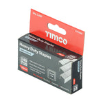 TIMCO Heavy Duty Chisel Point Galvanised Staples 10mm designed for secure fixing in roofing, carpet fitting, and woodworking applications.