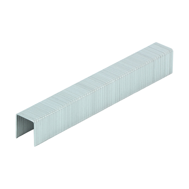 Heavy duty galvanised 12mm chisel point staples designed for roofing, carpet fitting, and woodworking applications.