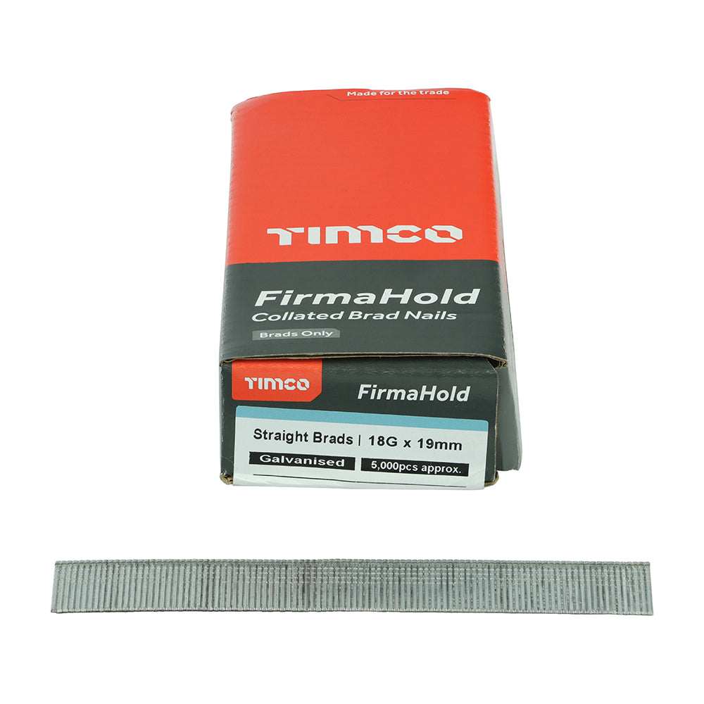 TIMCO FirmaHold Collated 18 Gauge Straight Galvanised Brad Nails - 18g x 19