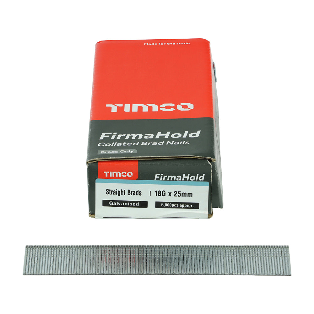 TIMCO FirmaHold Collated 18 Gauge Straight Galvanised Brad Nails - 18g x 25