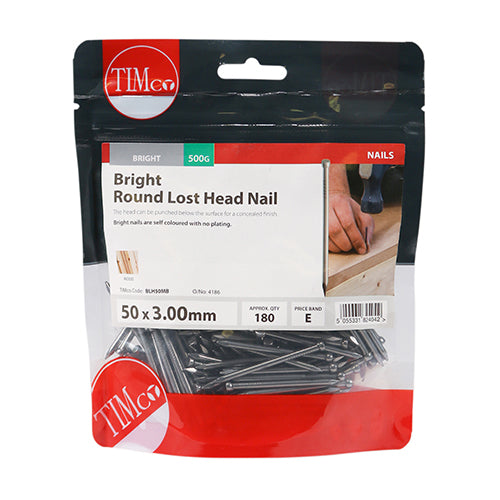 TIMCO Round Lost Head Nails Bright - 50 x 3.00