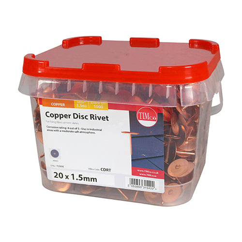 TIMCO Disc Rivets Copper - 20 x 1.50