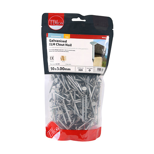 TIMCO Extra Large Head Clout Nails Galvanised - 50 x 3.00