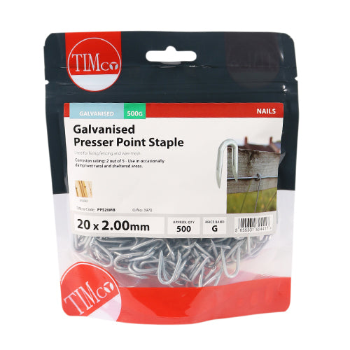 TIMCO Presser Point Staples Galvanised - 20 x 2.00