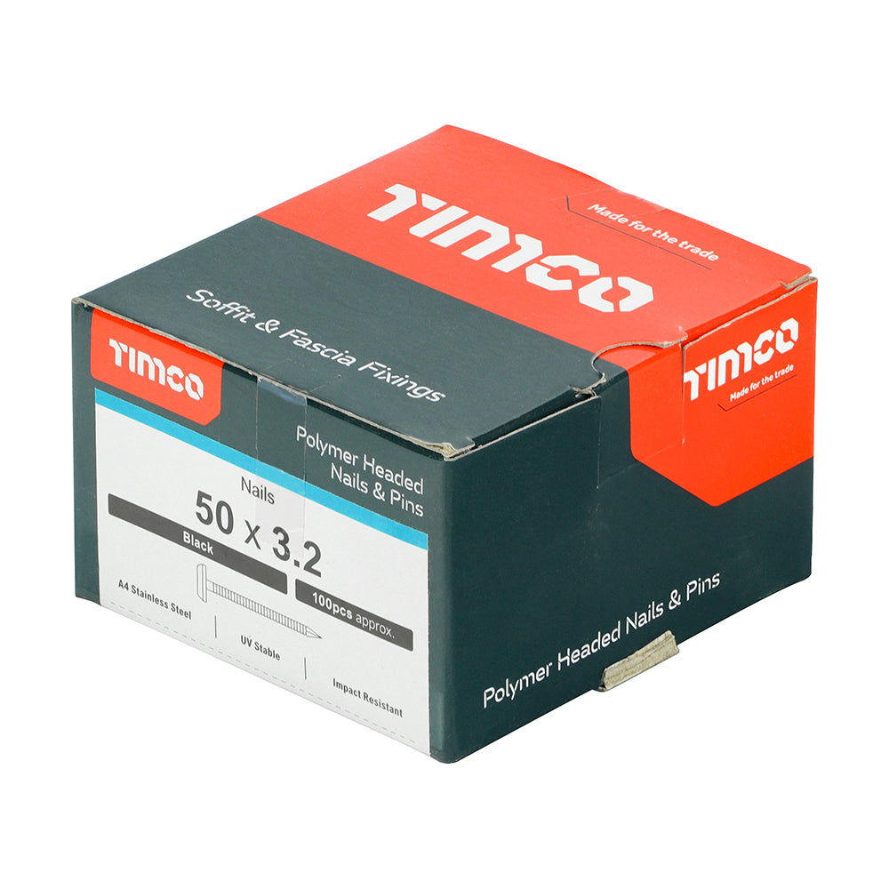 TIMCO Polymer Headed Nails A4 Stainless Steel Black - 50mm