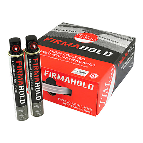 TIMCO FirmaHold Collated Clipped Head Plain Shank Firmagalv Nails & Fuel Cells - 3.1 x 90/2CFC