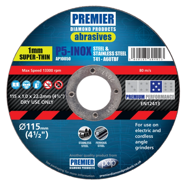 P5-INOX A46QBF 125 x 1.0 x 22.23 Stainless & Metal (Box of 50)