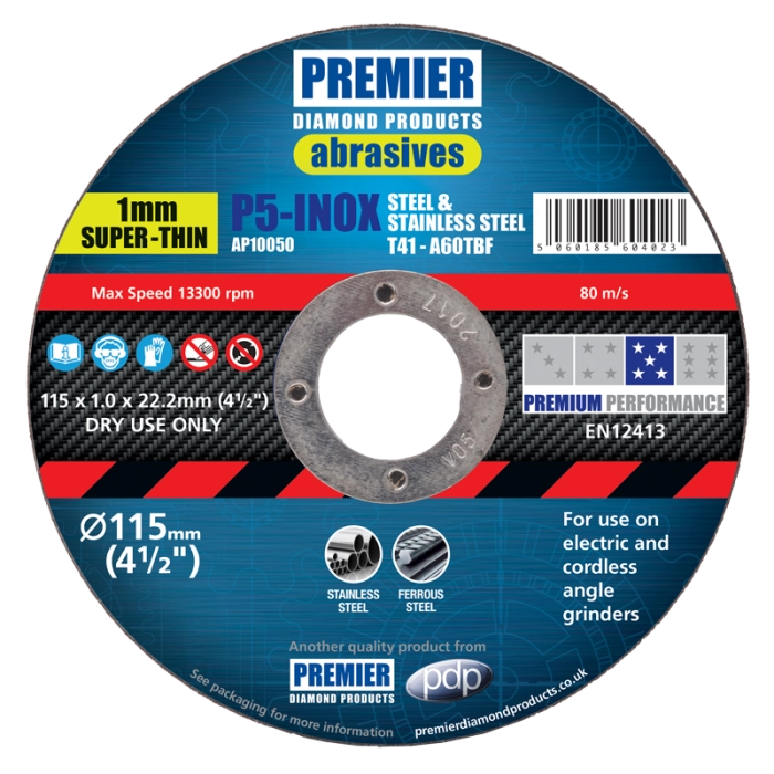 P5-INOX A60TBF 115 x 1.0 x 22.23 T41 Cutting (Tin of 10)