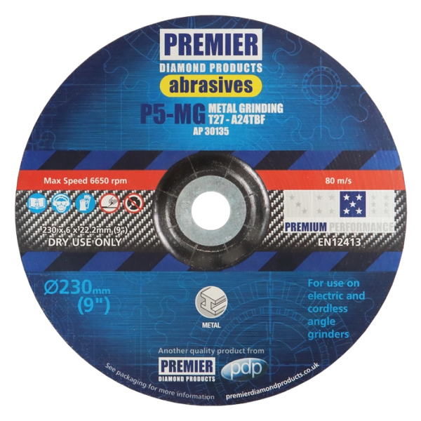 P5-MG (BOX 10) 230x6.0x22.2 A24TBF T27 METAL GRINDING DISC