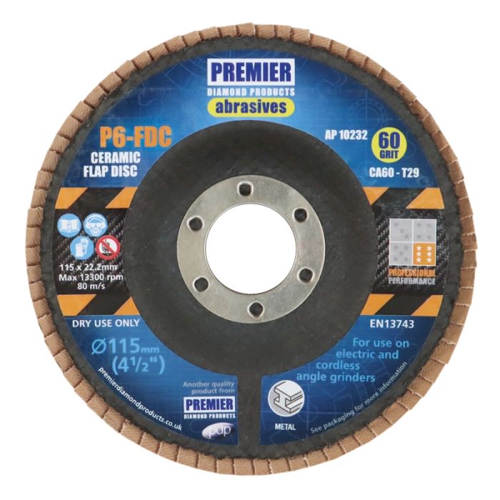 P6-FDC (BOX 10) 125X22.2 C80 CERAMIC FLAP DISC