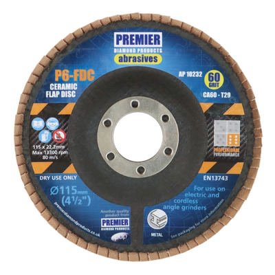 P6-FDC (BOX 10) 125X22.2 C80 CERAMIC FLAP DISC