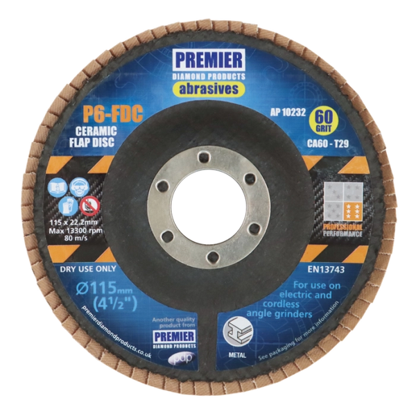 P6-FDC (BOX 10) 125X22.2 C40 CERAMIC FLAP DISC