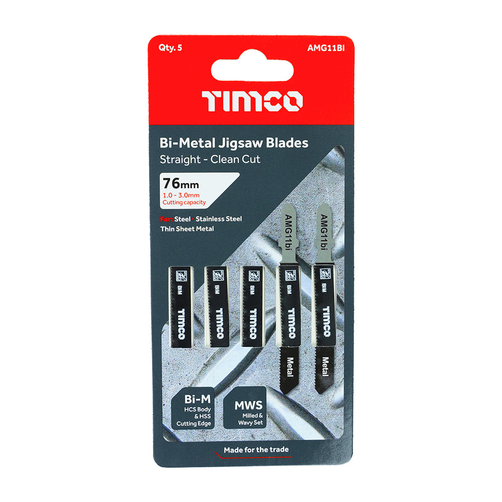TIMCO Jigsaw Blades Metal Cutting Bi-Metal Blades - T118AF