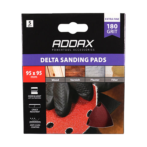 TIMCO Delta Sanding Pads 180 Grit Red - 95 x 95mm