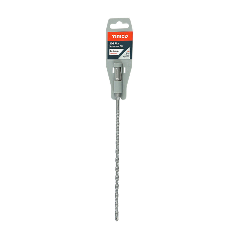 TIMCO SDS Plus Hammer Bit 6.5x260 designed for use with rotary hammers, offering reliable and accurate drilling performance.