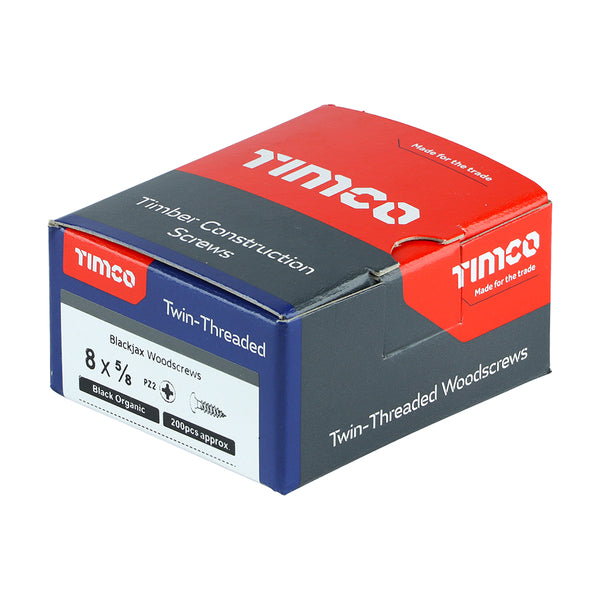 TIMCO Twin-Threaded Round Head Black Woodscrews - 8 x 5/8