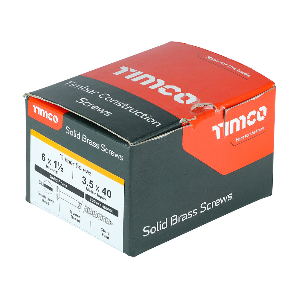 TIMCO Solid Brass Countersunk Woodscrews - 6 x 1 1/2