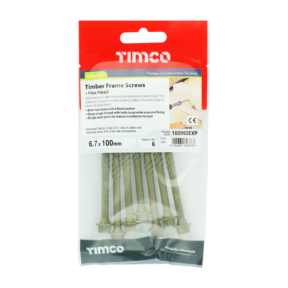 TIMCO Timber Screws Hex Flange Head Exterior Green - 6.7 x 100