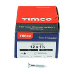 TIMCO Twin-Threaded Countersunk Silver Woodscrews - 12 x 1 1/2
