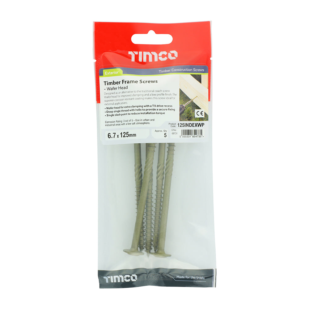 TIMCO Wafer Head Exterior Green Timber Screws  - 6.7 x 125