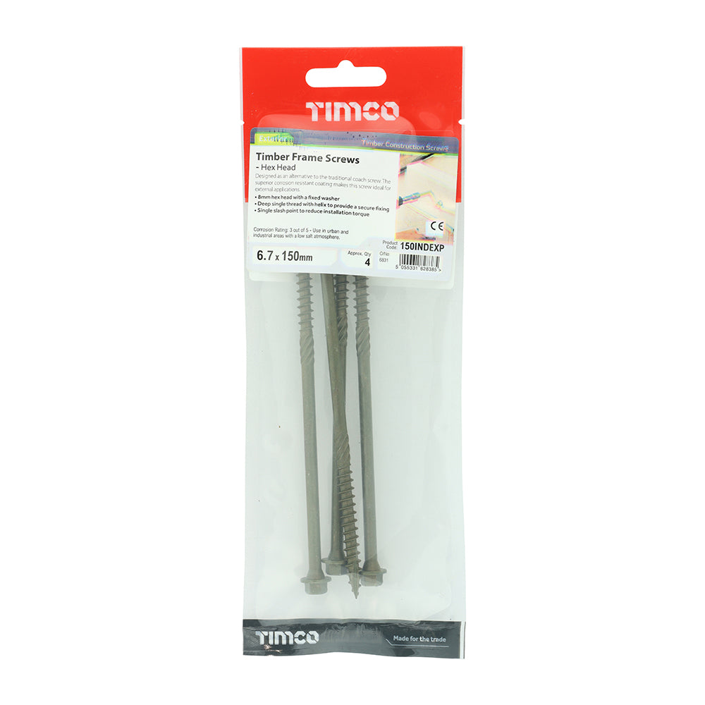 TIMCO Timber Screws Hex Flange Head Exterior Green - 6.7 x 150