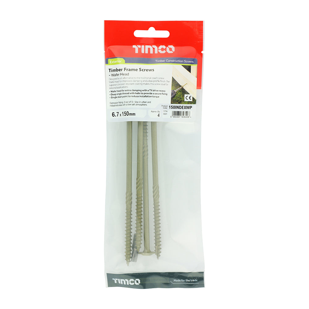 TIMCO Wafer Head Exterior Green Timber Screws  - 6.7 x 150