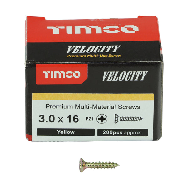 TIMCO Velocity Premium Multi-Use Countersunk Gold Woodscrews - 3.0 x 16