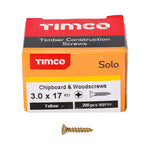 TIMCO Solo Countersunk Gold Woodscrews - 3.0 x 17