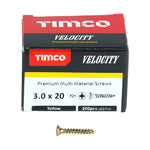 TIMCO Velocity Premium Multi-Use Countersunk Gold Woodscrews - 3.0 x 20
