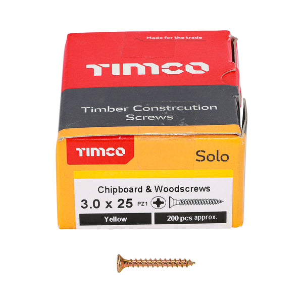 TIMCO Solo Countersunk Gold Woodscrews - 3.0 x 25