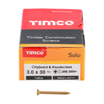 TIMCO Solo Countersunk Gold Woodscrews - 3.0 x 30