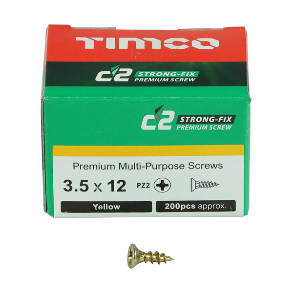 TIMCO C2 Strong-Fix Multi-Purpose Premium Countersunk Gold Woodscrews - 3.5 x 12