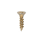 TIMCO Solo Countersunk Gold Woodscrews 3.5 x 15 for timber, boards, or masonry with plastic plugs.