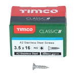 TIMCO Classic Multi-Purpose A2 Stainless Steel Woodscrews 3.5 x 16 for hardwood, softwood, MDF, and plastic.
