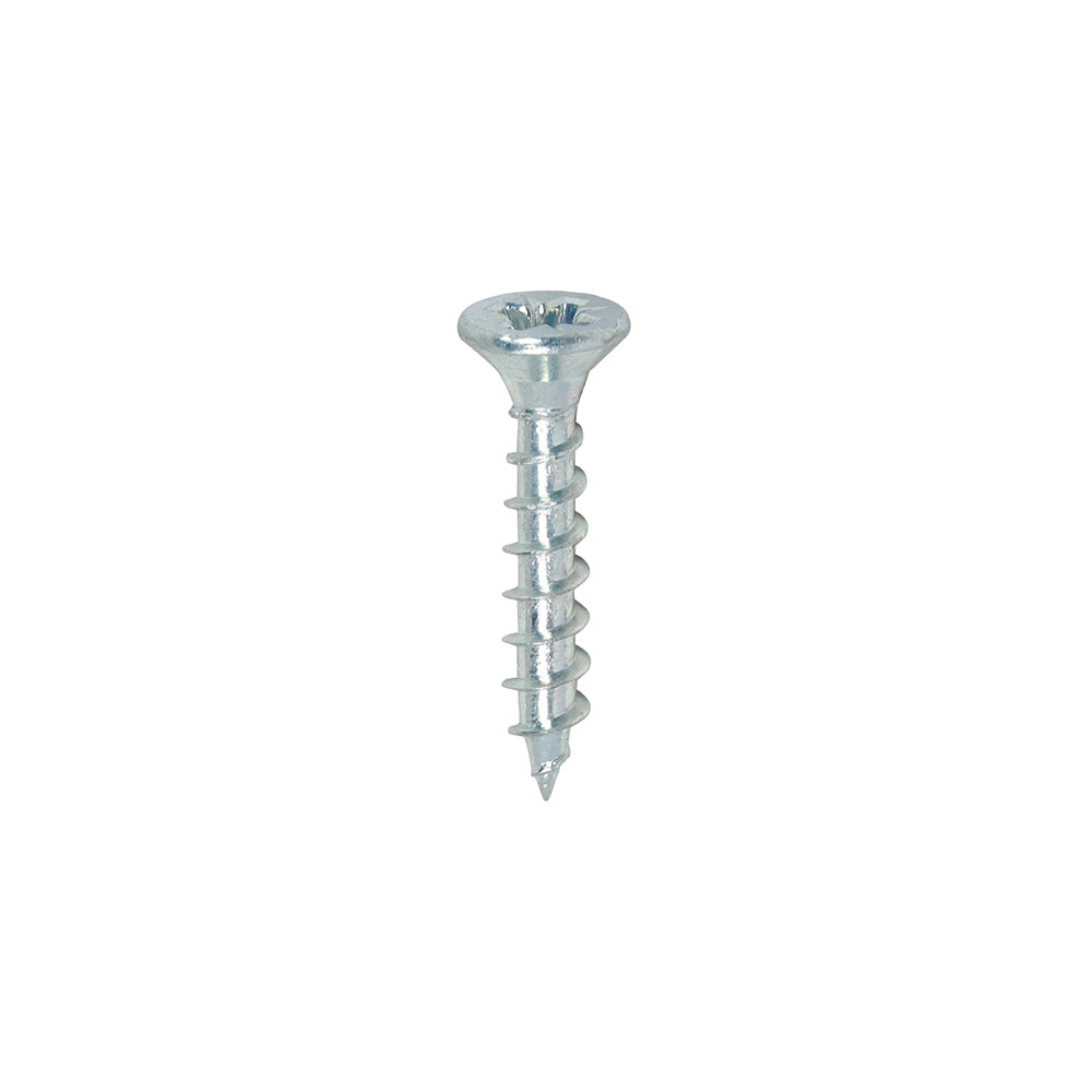 TIMCO 3.5 x 20 Silver Solo Countersunk Woodscrews for fixing in timber, MDF, and masonry with plastic plugs.