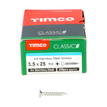 TIMCO Classic Multi-Purpose Countersunk A4 Stainless Steel Woodcrews - 3.5 x 25