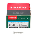 TIMCO Classic Multi-Purpose Countersunk A2 Stainless Steel Woodcrews - 3.5 x 25