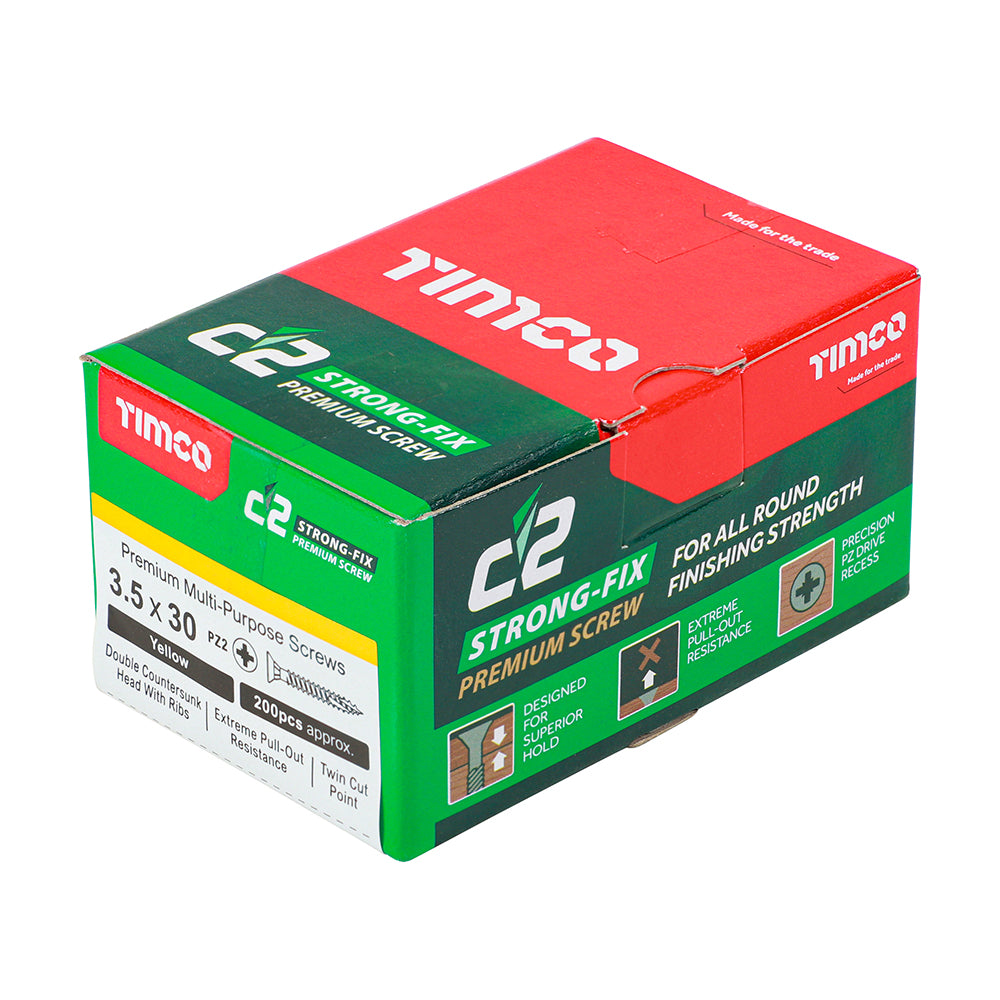 TIMCO C2 Strong-Fix Multi-Purpose Premium Countersunk Gold Woodscrews - 3.5 x 30