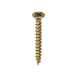 Gold countersunk single thread woodscrews 3.5 x 30 designed for fixing timber, boards, or masonry securely and efficiently.